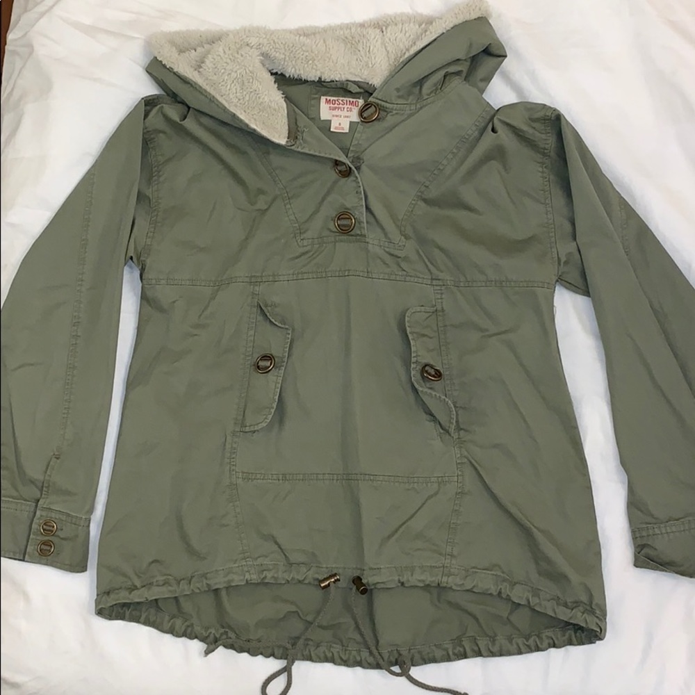 Mossimo pullover with faux Sherpa-lined hood